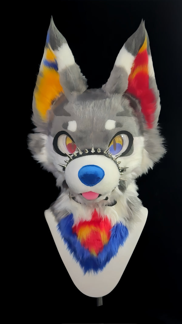 Toony Style Grey Wolf Rainbow Fursuit - Ego